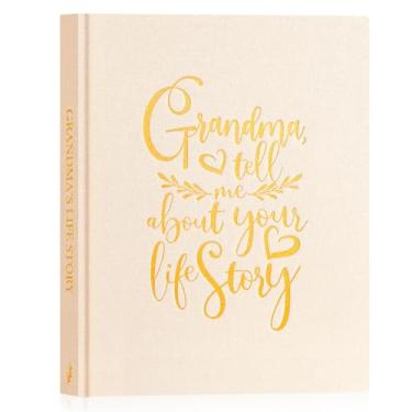 Imagem de Lanpn DiáRio de HistóRias da Avó, DiáRio Guiado da Avó Em Linho Com Mais de 260 Perguntas, Livro de MemóRias para Preencher, Presente para Vovó, Dia das MãEs de AniversáRio Natal, Bege