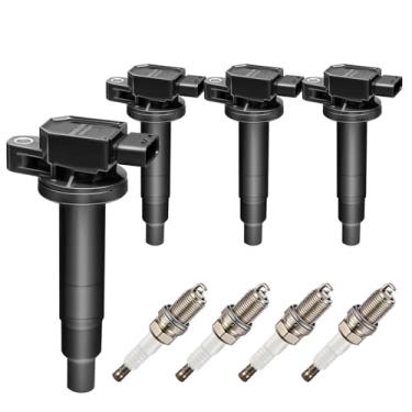 Imagem de GAGOLCAR Pacote de bobinas de ignição e velas de ignição OEM UF316 (conjunto de 4) compatível com Scion Toyota XA XB Yaris Echo Prius Camry L4 1.5L para 90080-19021 5C1293 1788345