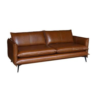 Imagem de Sofá Decorativo Sala de Estar America 4 Lugares 260cm Couro Conhaque -