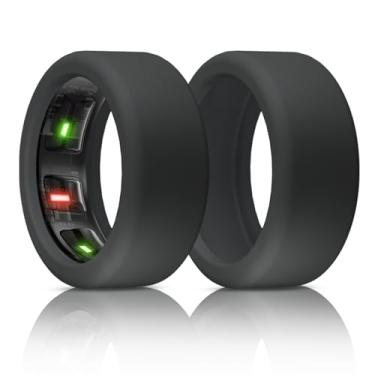 Imagem de BandSmith Capa de anel de silicone compatível com protetor de anel Oura, capa elástica para Oura Ring Gen 4/3 Working Out - Patente protegida (preto + preto, P para 678910)