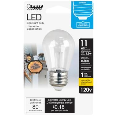 Imagem de Feit Electric Lâmpada LED não regulável BPS14/SU/LED, 1,5 W, 120 V, 80 lúmens, 3000K, 1-1/2" diâmetro X 8-1/4" L, branco quente