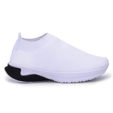 Imagem de Tênis Slip On Unissex em Malha Knit, Estilo Meia, Solado EVA, Preto (Branco, BR, Adulto, Numérico, 39)