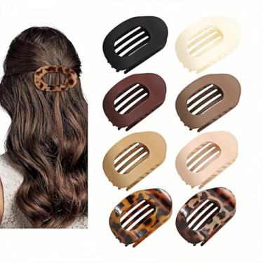 Imagem de 4/5/6/8 peças de grampos de cabelo planos redondos para mulheres - presilhas ovais de bico de pato de fixação forte, clipes antiderrapantes para cabelos grossos e finos | Acessórios de cabelo