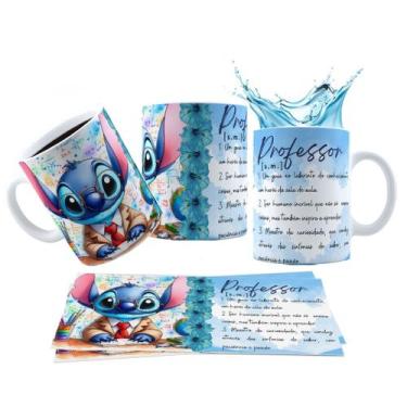 Imagem de Caneca 325ml Stitch Angel Dia dos professores significado - LARANJA E 