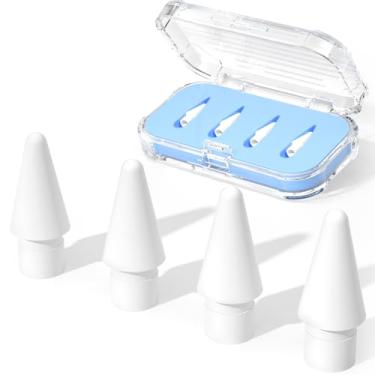 Imagem de JOOSKO Pontas de lápis de substituição para Apple Pencil Pro/USB-C/2ª geração/1ª geração (com estojo de armazenamento), pontas resistentes ao desgaste para acessórios iPad Pencil (pacote com 4, azul)