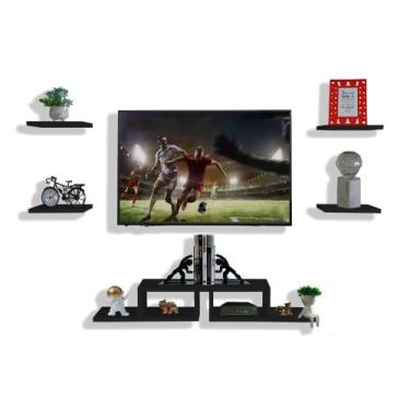 Imagem de Rack Suspenso Tv Com 4 Nichos Organizador Livros  Mod. Twins - Safira,