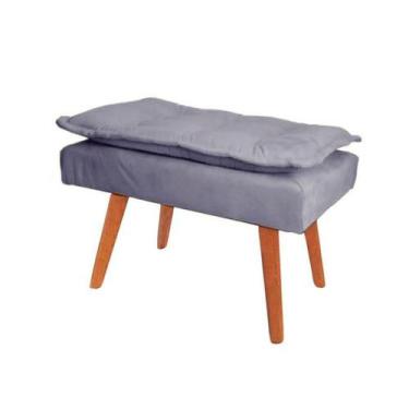 Imagem de Banqueta Puff decorativo Opala cinza claro pé palito - Roggi HD