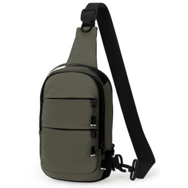 Imagem de Collsants Bolsa tiracolo pequena para homens e mulheres, bolsa tiracolo leve para caminhadas, viagens, esportes, Verde militar, One Size