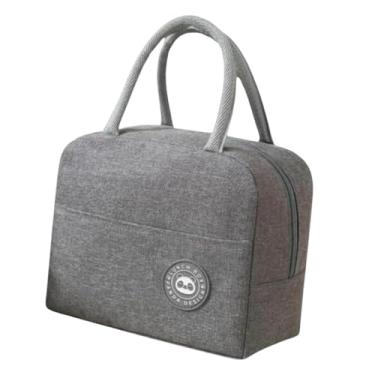 Imagem de Bolsa Térmica Para Almoço Cinza Material Impermeável Com Alça De Transporte Ideal Para Refeições Premium
