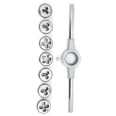 Imagem de Jogo 8 Peças Tarraxas Cossinete Rosca Profissional Ferramentas Resiste