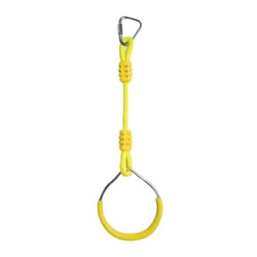 Imagem de YIJU Anel de ginástica para crianças, balanço, anel de selva, fitness, pull up, equipamento de ginástica portátil resistente para playground, casa, Amarelo
