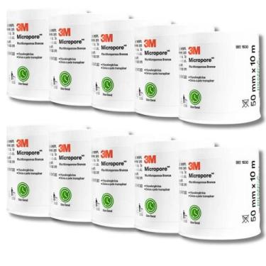 Imagem de Fita Micropore 3M 5cm x 10M  Kit com 10 Unidades