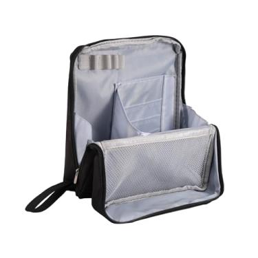 Imagem de Bolsa de Maquiagem de Pé, Grande Capacidade Bolsa Cosméticos com Compartimentos Organizador Maquiagem Viagem para Armazenar Base Líquida, Batom, Caneta, Artigos Papelaria (Preto)