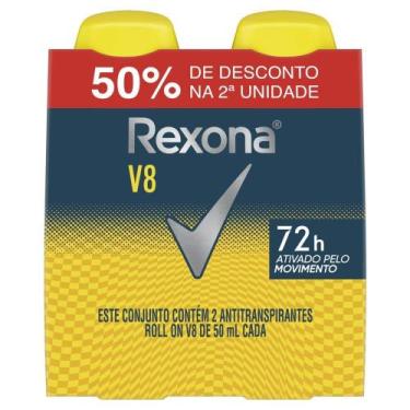 Imagem de Desodorante Roll-On Rexona Men V8 50ml - Embalagem com 2 Unidades