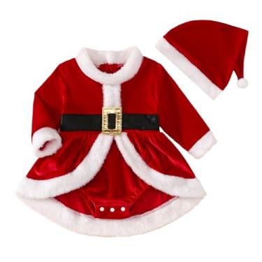 Imagem de ADXSUN Macacão de Natal para bebês meninas My First Christmas Outfit Roupas de Papai Noel 0-18 meses
