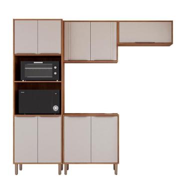 Imagem de Kit Armário Cozinha Completa áurea 230cm 9 Portas Com Balcão Cinamomo-Off White