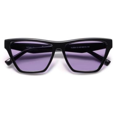 Imagem de VANLINKER Óculos de sol quadrados retrô polarizados para mulheres, óculos clássicos para dirigir ao ar livre, proteção UV400, VL9856, C5-Armação preta/Lente Roxa, M