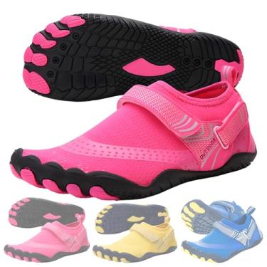 Imagem de Meias aquáticas aquáticas para crianças, sola rígida para caminhadas, praia, piscina, proteção aquática, rosa, 10 Toddler