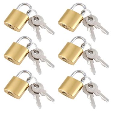 Imagem de 6 cadeados de bagagem com chaves, pequenos fechamentos de mala, trava de armário para atividades ao ar livre e mochilas, trava de metal com chave para escola, academia, caixa, bolsa de viagem
