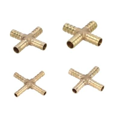 Imagem de Encaixe de tubo de latão em forma de cruz 4 vias 6 mm 8 mm 10 mm 12 mm conector de farpa junta acoplador de cobre acoplador farpado acoplamento adaptador 1 peça (10 mm)
