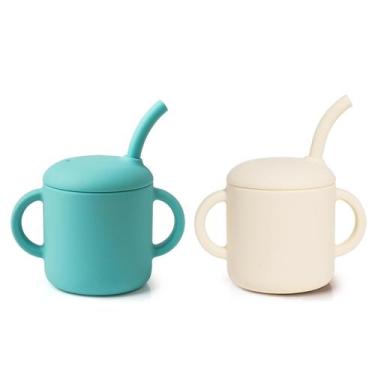 Imagem de Copo de silicone para bebês Catii 180 ml, canudo à prova de vazamentos