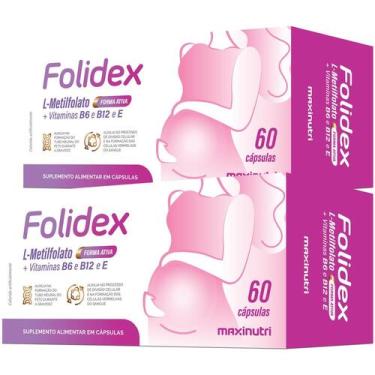 Imagem de Kit 2 L Metilfolato com Vitaminas E B6 e B12 Folidex 60 Cápsulas Maxin