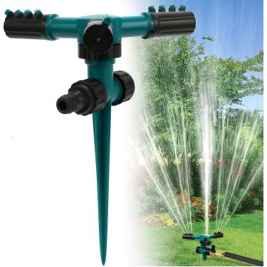 Imagem de Aspersor Irrigador de Jardim 360° | Regador Giratório Automático para Gramado, Horta e Plantas, Ajustável e Econômico