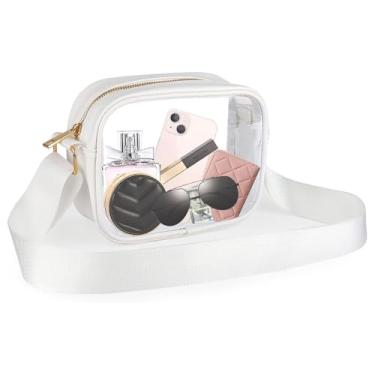 Imagem de Bolsas transversais, bolsa transparente aprovada pelo estádio, bolsa transversal transparente adequada para vários lugares, carteiras unissex, branca