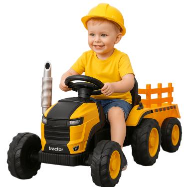 Imagem de Trator Eletrico Infantil Shiny Toys Com Caçamba Amarelo 12V