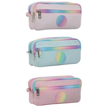 Imagem de Estojo Com Três Divisórios Escolar Para Lápis e Canetas - Yepp, AZUL