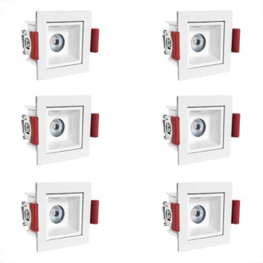 Imagem de 6 Mini Spot Led Downlight Quadrado Embutir 3000k Bet55