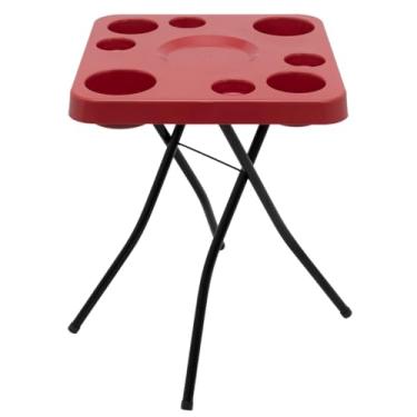 Imagem de Mesa Petisqueira Dobrável Portátil Bandeja Churrasco Praia Bar Bares Piscina Área de Lazer Camping - Itagold (Vermelho)