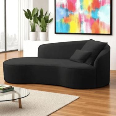 Imagem de Divã Recamier Sofá Curvo Sala De Tv E Estar Recepção Inglaterra 180cm Lado Esquerdo Bouclé Preto- Mabe Magazine