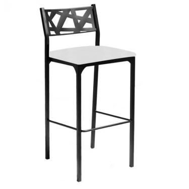 Imagem de Banqueta Alta Com Encosto Luiza Gourmet Para Balcão Cozinha Suede Branco - Aurora Line