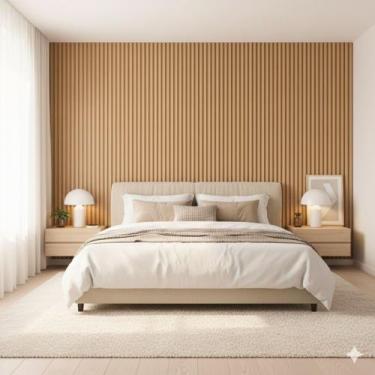 Imagem de Papel de Parede ROLO 5m PREMIUM Madeira Texturado Bege Marrom Autocola