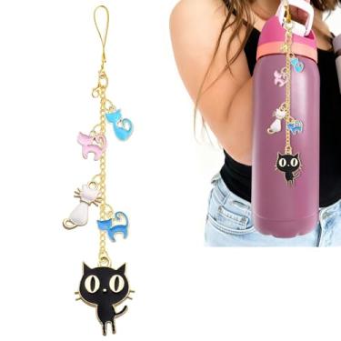 Imagem de Z-synka Alça de alça e pingente para garrafa de água Owala 680 g, 946 ml, 1,134 g, para acessórios Owala e Stanley Cup Accessories (Kitty)