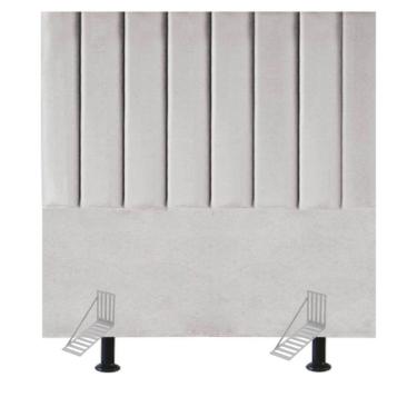 Imagem de Cabeceira Estofada Cama Box Casal 140 Cm Catarina Veludo E Frame cinza Claro