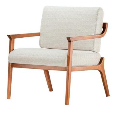 Imagem de Poltrona Grano Ozki Com Braços Madeira Eucalipto Cedro Tecido Cinza Corda Redonda Rami