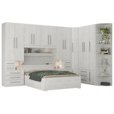 Imagem de Guarda-roupa De Canto Casal Completo E Com Cama Baú 1222 Carvalho Claro