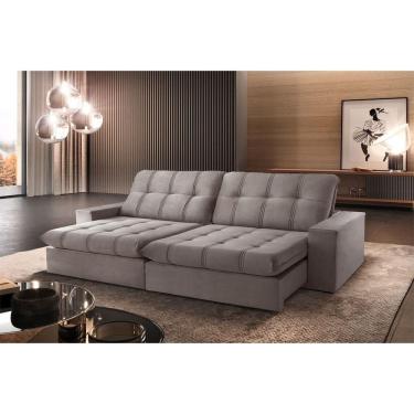 Imagem de Sofá Retrátil Caparaó 2,30m 4 Lugares Molas Ensacadas Txr Bege