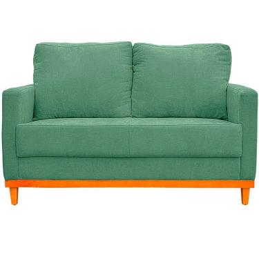 Imagem de Sofa Berlim 2 Lugares Base De Madeira Tecido Impermeavel Verde Agua