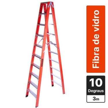 Imagem de Escada tesoura dupla em fibra de vidro 10 degraus 3 m - ESC10300 - Rot