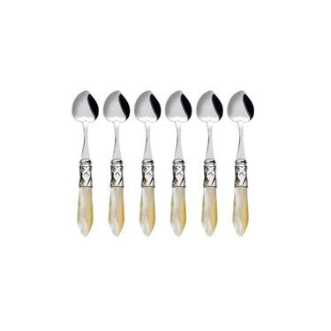 Imagem de CONJUNTO 6 COLHERES BUGATTI PARA CAFÉ CORAÇÃO ALADDIN PÉROLA EM AÇO INOX ALCAM04266 Branco