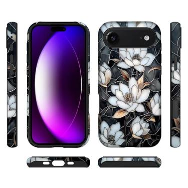 Imagem de ilikediy Capa híbrida para iPhone 17 Air, capa rígida de silicone com 2 camadas - Magnólia de vitral