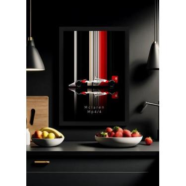Imagem de Quadro McLaren MP4-4 Com Vidro e Moldura Preta Tamanho:21cm x 30cm (A4