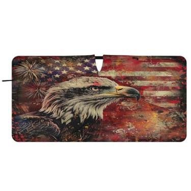 Imagem de Blueangle Pára-brisas bandeira águia careca - 149.9 cm x 76.2 cm dobrável carro janela frontal blocos para-sol raios UV viseira de sol (278)