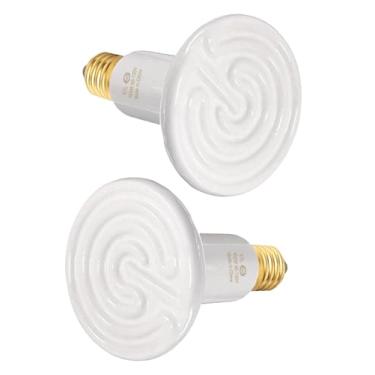 Imagem de WUHOSTAM 100 W Pacote com 2 lâmpadas de calor de cerâmica, lâmpada branca de infravermelho, lâmpada de calor infravermelha, lâmpada de cerâmica para animais de estimação, aquecedor de galinheiro, réptil, galinha, lagarto, tartaruga, brooder, sem danos, sem luz, listado pela ETL