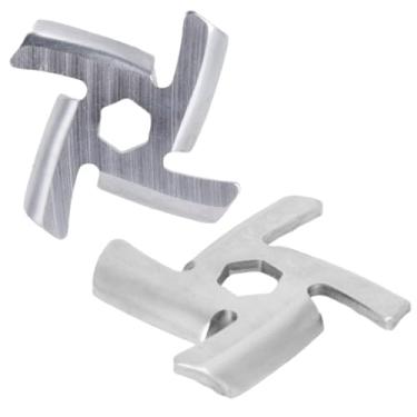 Imagem de 2 peças de lâmina de moedor de carne, pratos de moedor de carne cruzada, peças de reposição para moedor de carne, acessórios de moedor de carne de aço inoxidável