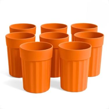 Imagem de Kit 10 Copos Plásticos 350ML Multicoloridos Resistentes Para Festas Eventos Escolares Creches(Laranja)