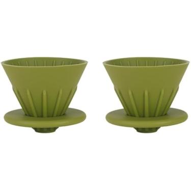 Imagem de Gotejadores de café de 2 peças, dobráveis sobre cafeteiras Coadores de café de cone portáteis com suporte para copos para acampar no escritório ao ar livre (Verde)